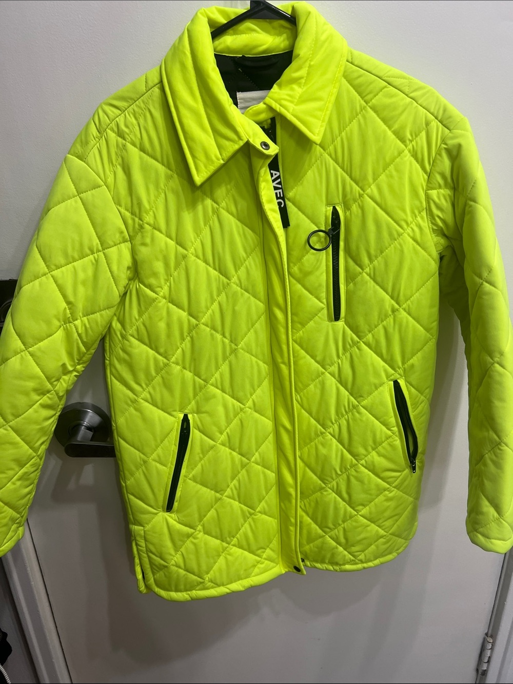 Avec Les Filles Neon Yellow Quilted Puffer Jacket